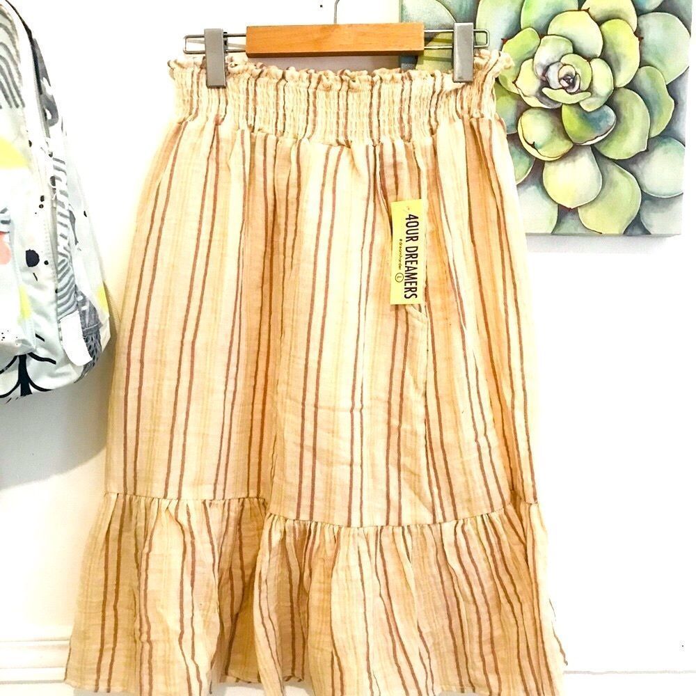 NWT Boho Tiered Cotton Summer Midi Skirt M-L
